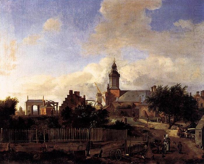 Jan van der Heyden Street before Haarlem Tower china oil painting image